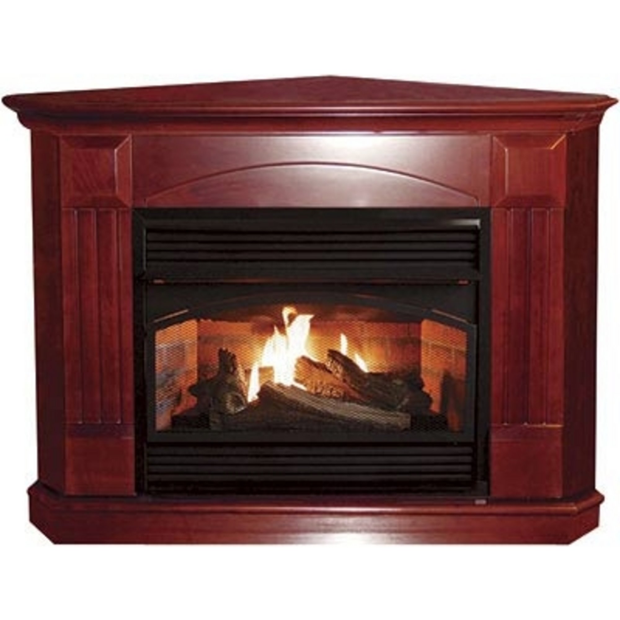 ProCom Vent-Free Corner Propane Fireplace – 28,000 BTU, Cherry